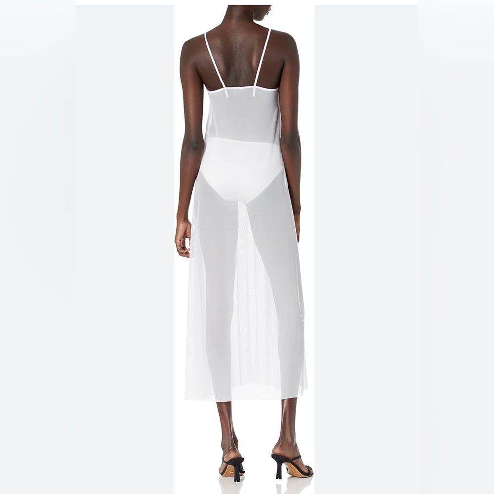 Norma Kamali Slip A-Line white Mesh dress to Midcalf. Size S. NWT’S